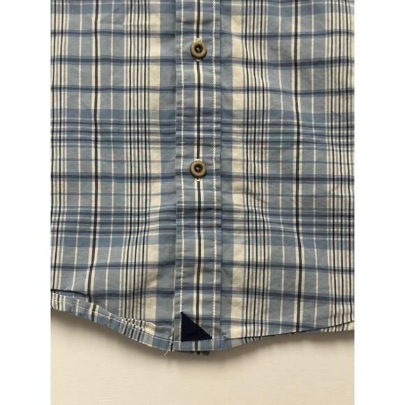 Untuckit Button Down Shirt Mens Medium Blue White Plaid Cotton Flannel - Picture 7 of 12